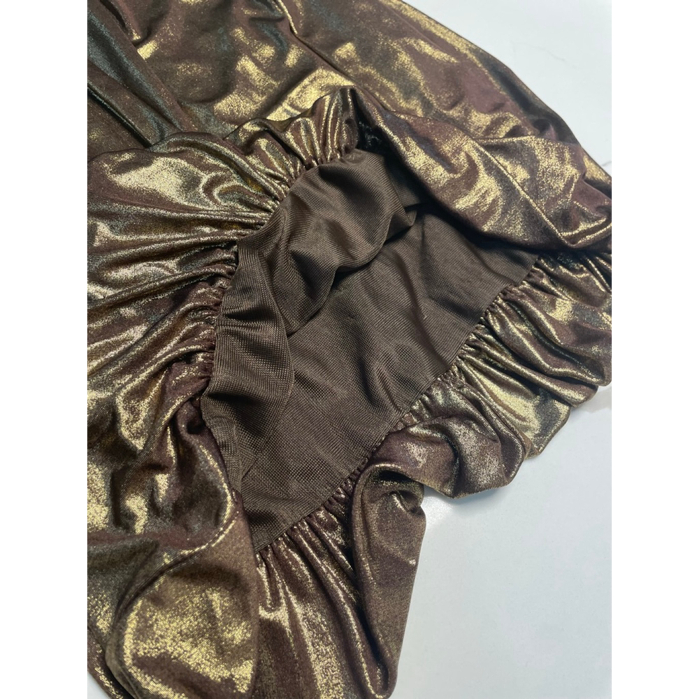 BEBE VTG Y2K Gold Metallic Babydoll Mini Bubble Dress XS Part Going Out Club - Picture 9 of 10